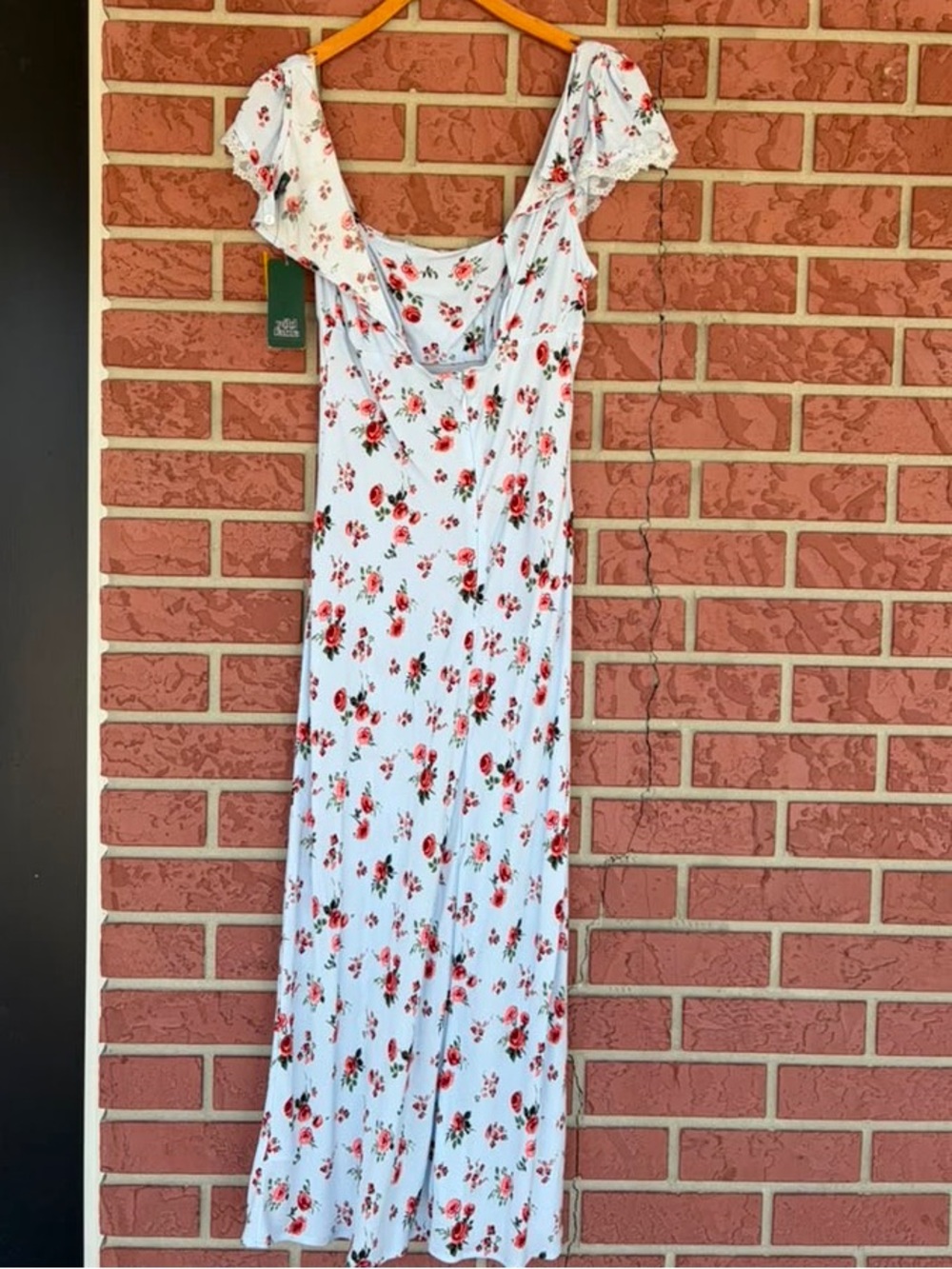 Wild Fable White Maxi Dress with Pink Rose Print